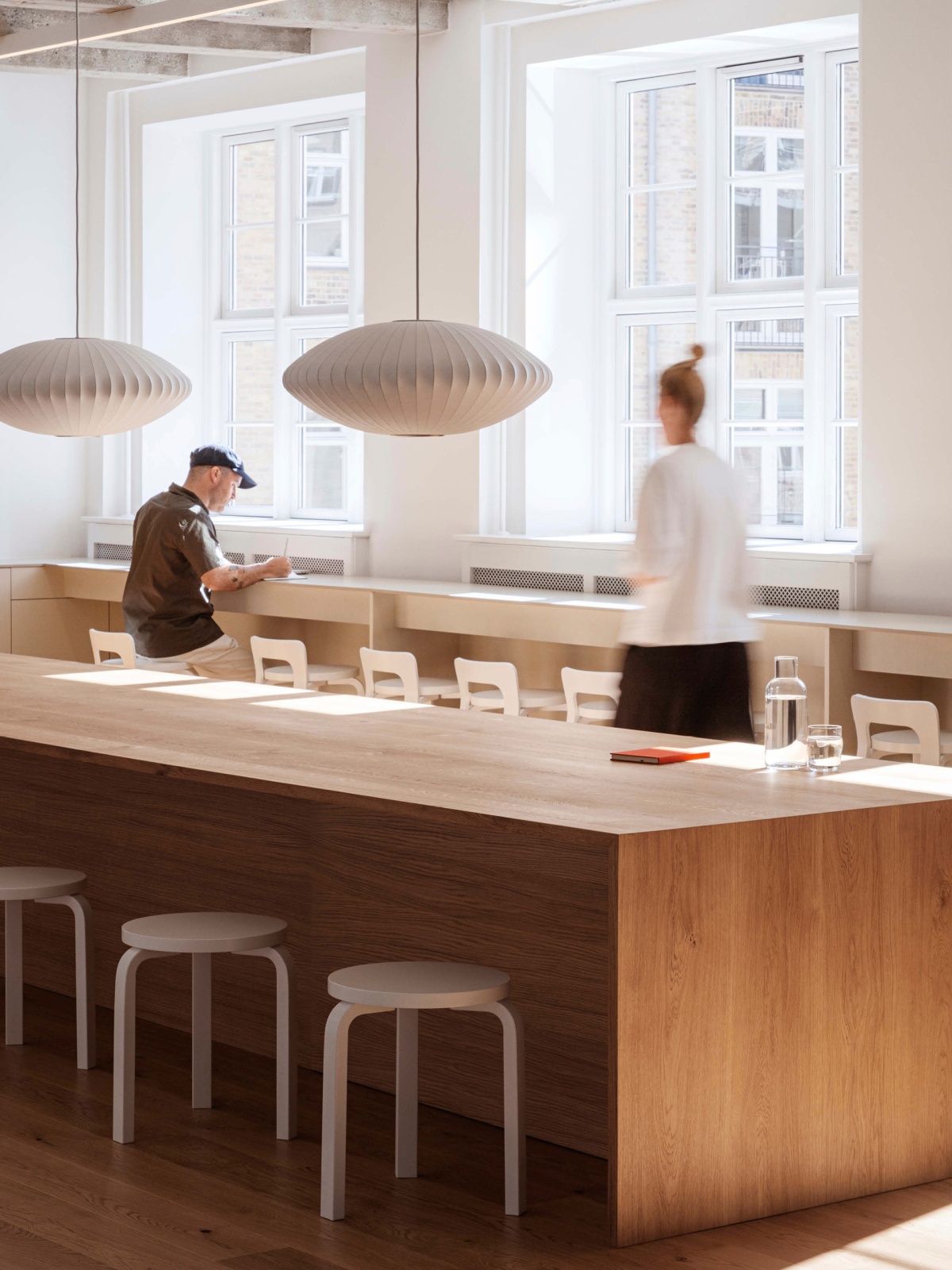 Two people in a canteen