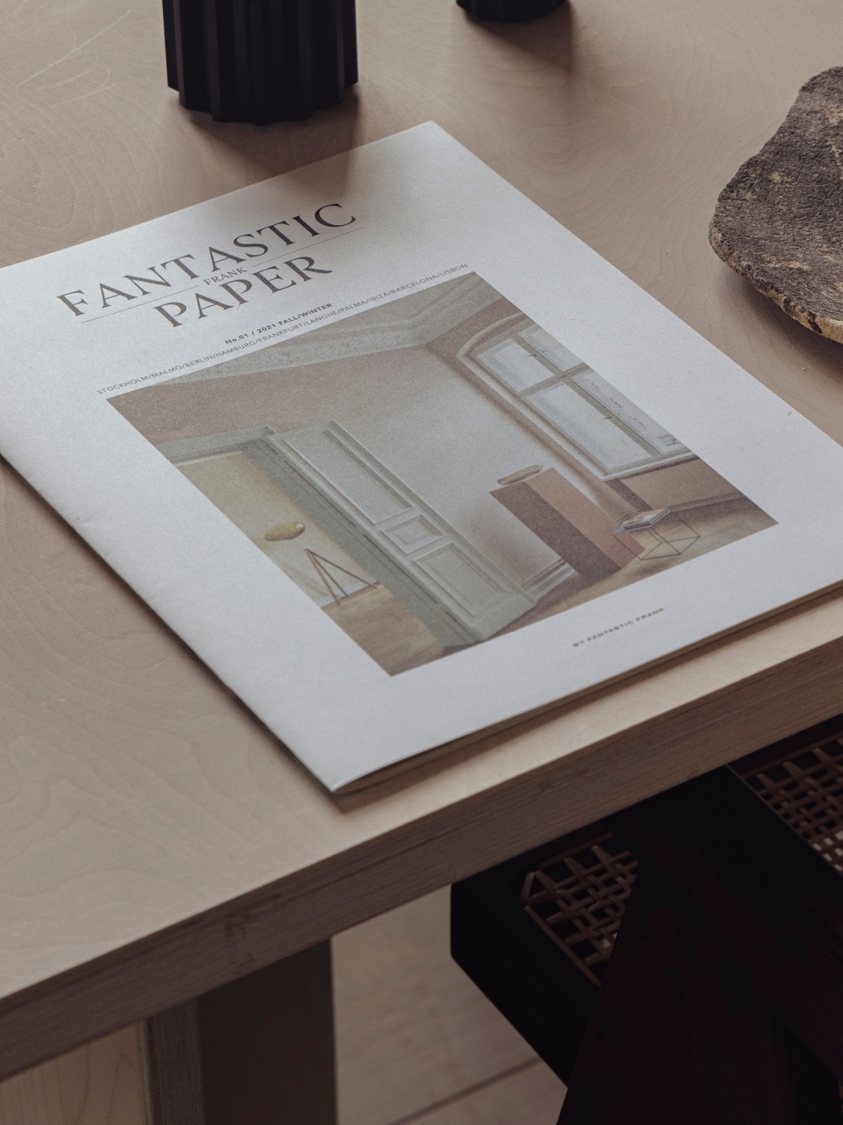 Magazine on tabletop