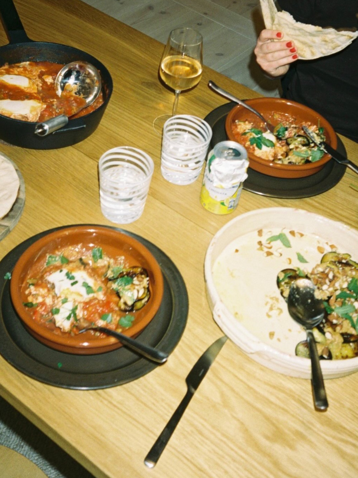 Dinner plates with food